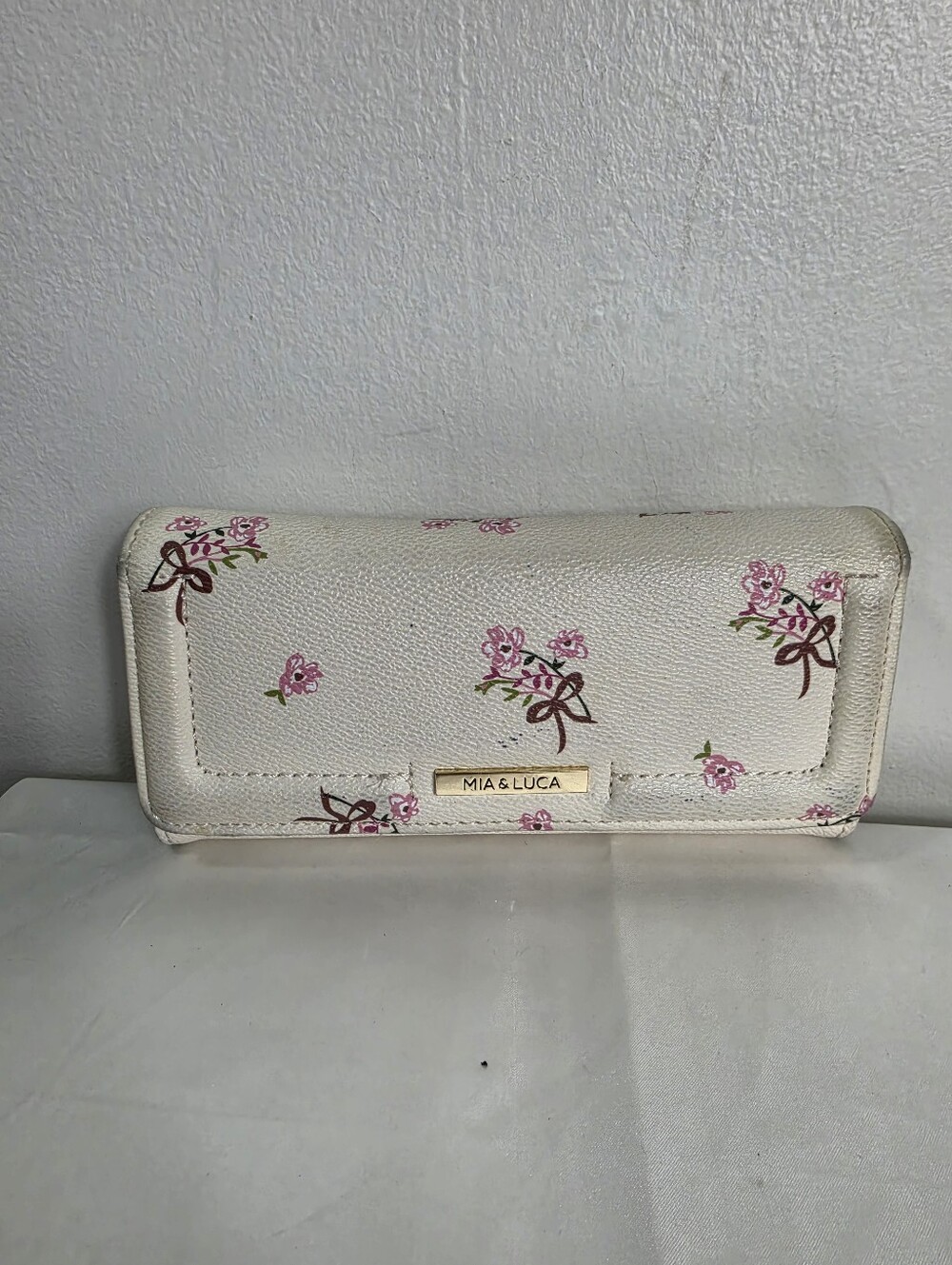 Mia & Luca Cream Floral Wallet Pink Accent